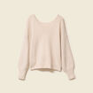Pull ajour&eacute; col V manches longues creme femme