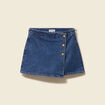 Jupe-short taille haute en jeans denim stone femme
