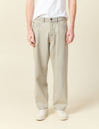 Jeans large 5 poches denim beige homme