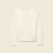 Pull ajour&eacute; col bateau manches longues ecru femme