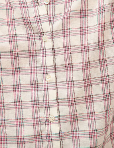 Chemise oversize &agrave; carreaux marron cognac femme