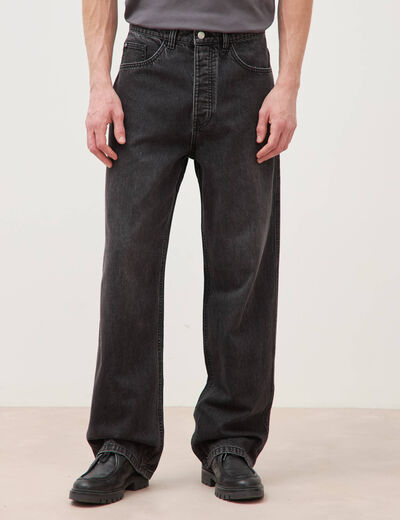 Jeans loose longueur 34 en coton denim snow noir homme
