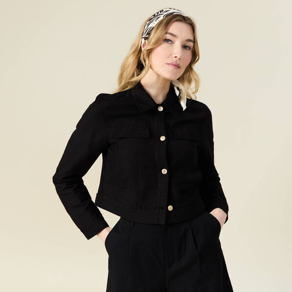 veste courte boutonnee noir femme Veste courte boutonnée noir femme