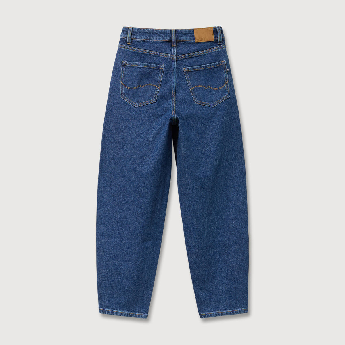 Jeans barrel taille haute 7/8&egrave;me denim brut femme