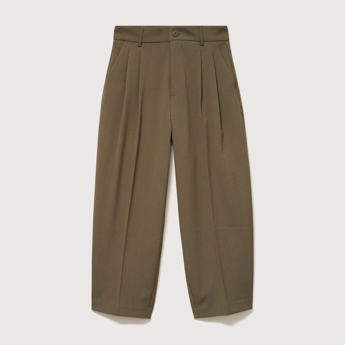 Pantalon barrel vert olive femme