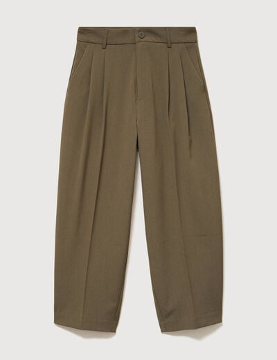 Pantalon barrel vert olive femme
