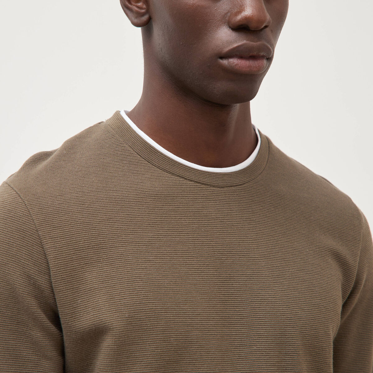 T-shirt manches longues taupe homme
