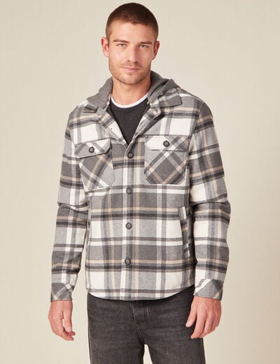 Surchemise &agrave; capuche manches longues gris fonc&eacute; homme