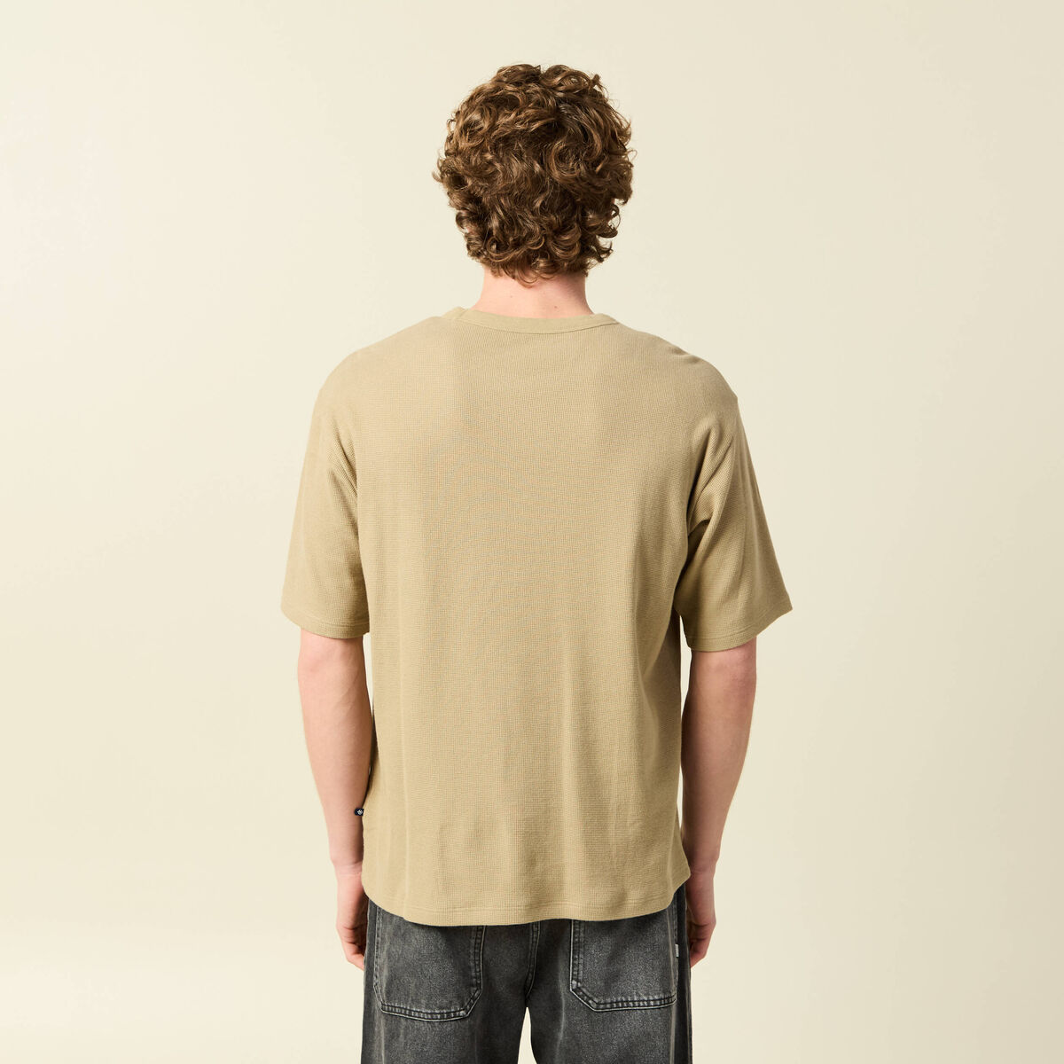 T-shirt ample en coton manches courtes beige fonce homme