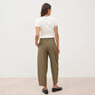 Pantalon barrel vert olive femme