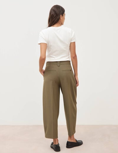 Pantalon barrel vert olive femme