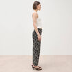 Pantalon loose en coton doubl&eacute; noir femme
