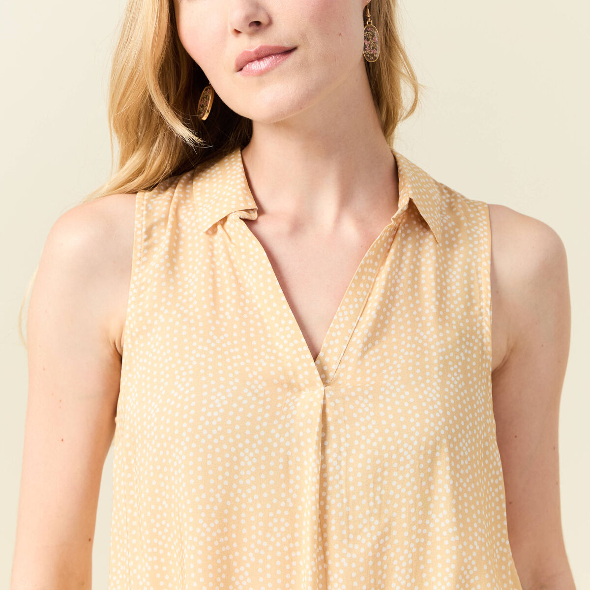 Blouse sans manches jaune paille femme