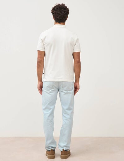 Polo ajust&eacute; manches courtes en coton ecru homme