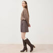 Mini-jupe droite courte marron femme