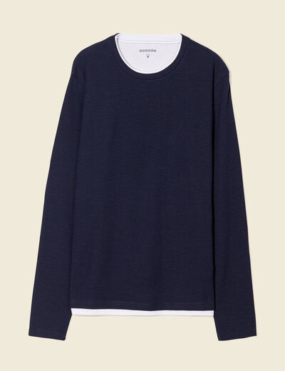 T-shirt manches longues bleu marine homme
