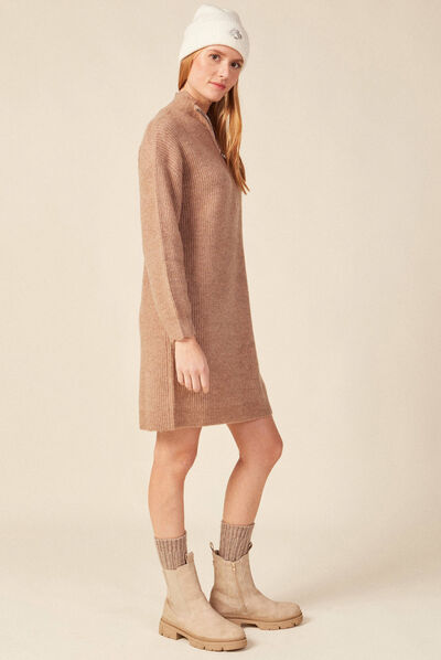 Robe pull éco-responsable sable femme