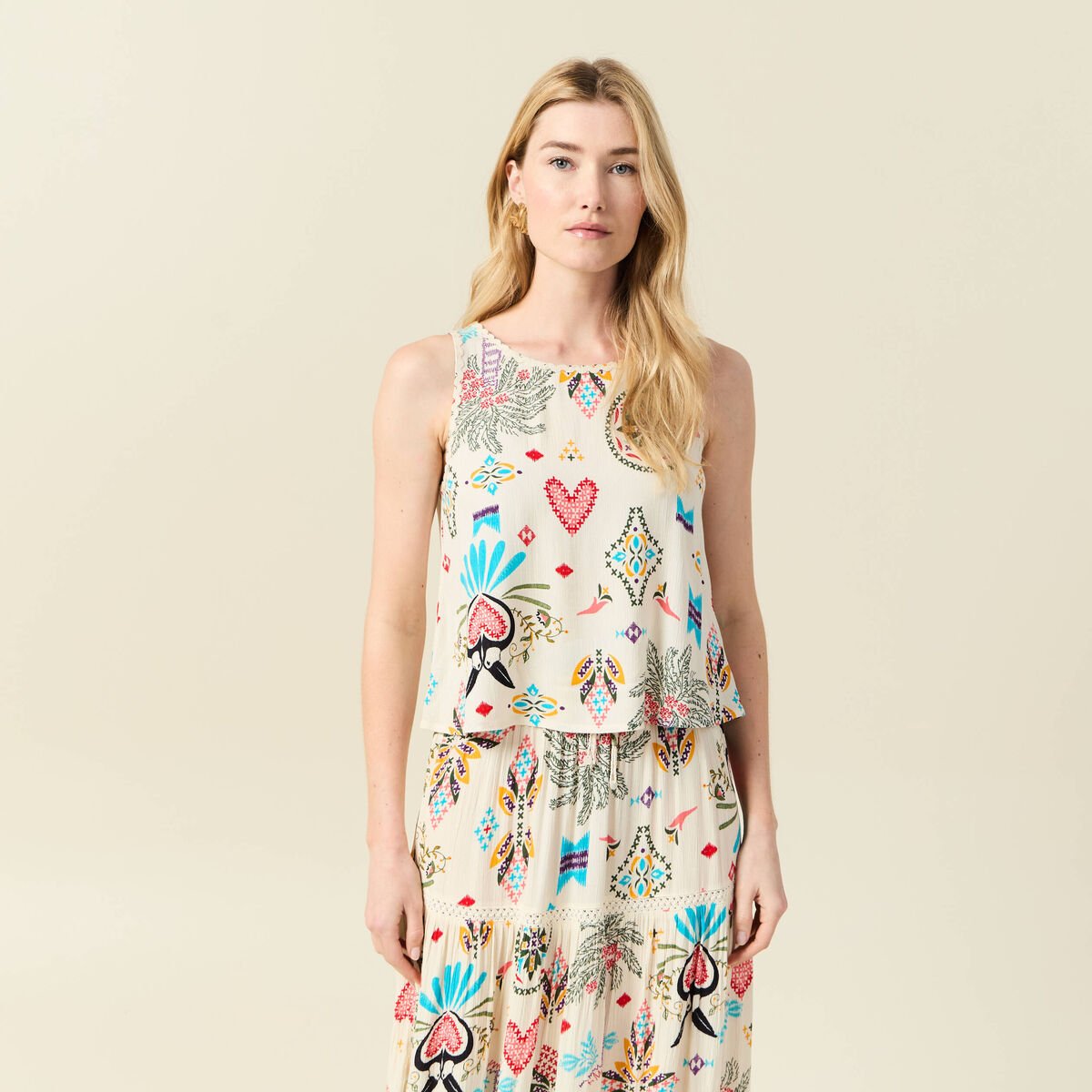 Blouse sans manches blanc femme