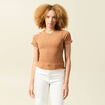 T-shirt ajust&eacute; court manches courtes terracotta femme