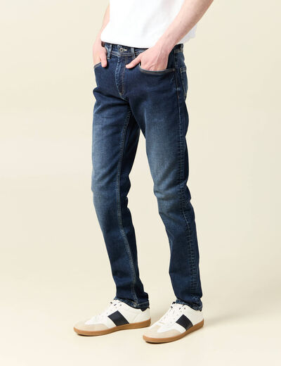 Jeans homme slim effet used denim brut homme