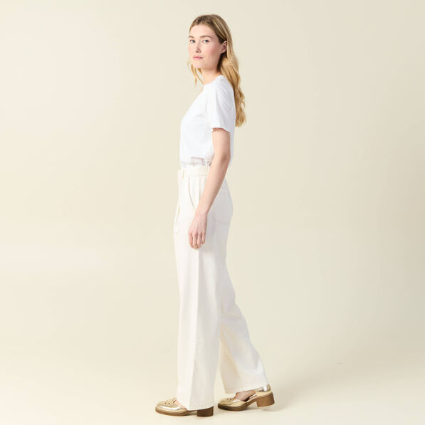 Jeans large à pinces denim blanc femme