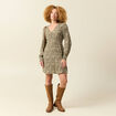 Robe manches longues vert fonc&eacute; femme