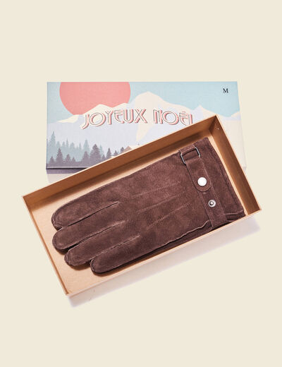 Gants en cuir bordeaux homme