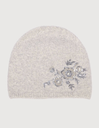 Bonnet avec broderie gris clair femme