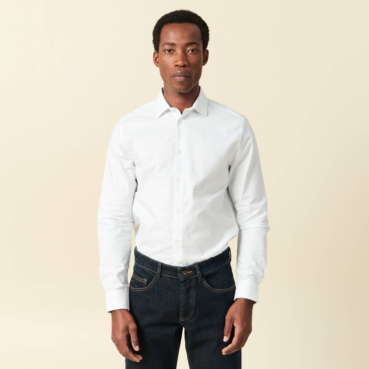 Chemise manches longues blanc homme