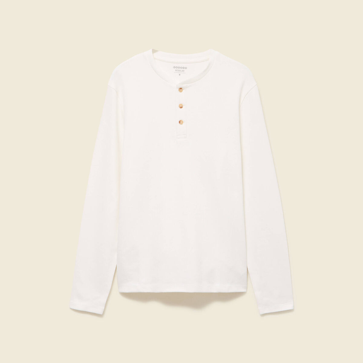 T-shirt cintr&eacute; en coton manches longues ecru homme