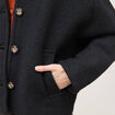 Manteau oversize court col tailleur noir femme