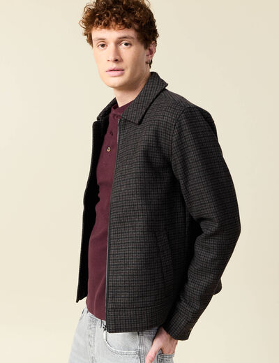 Veste oversize courte col classique gris fonc&eacute; homme