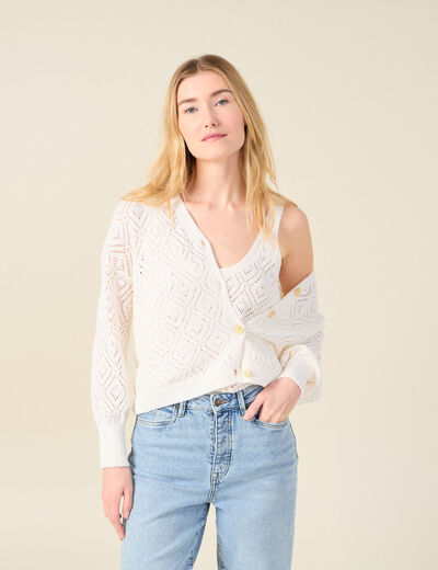 Gilet ajouré éco-responsable creme femme
