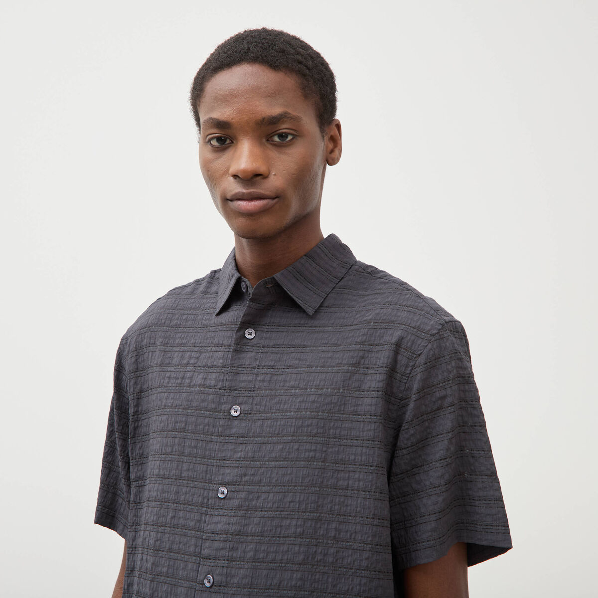 Chemise ajour&eacute;e coupe boyfriend bleu marine homme