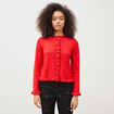 Gilet droit manches longues col rond rouge femme