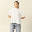 Blouse manches courtes col rond ecru femme