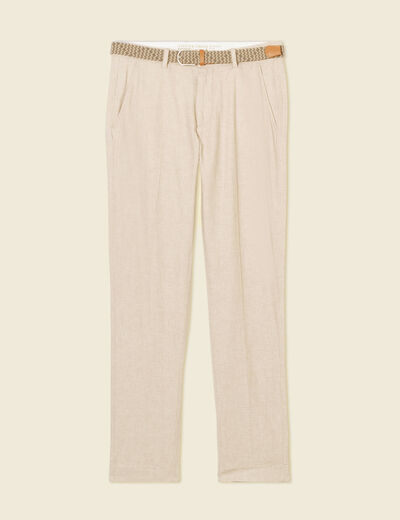 Pantalon chino longueur 32 avec ceinture beige homme