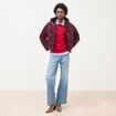 Pull droit col rond manches longues rouge femme