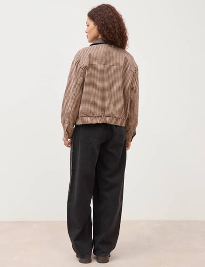Blouson oversize manches longues doubl&eacute; ficelle femme