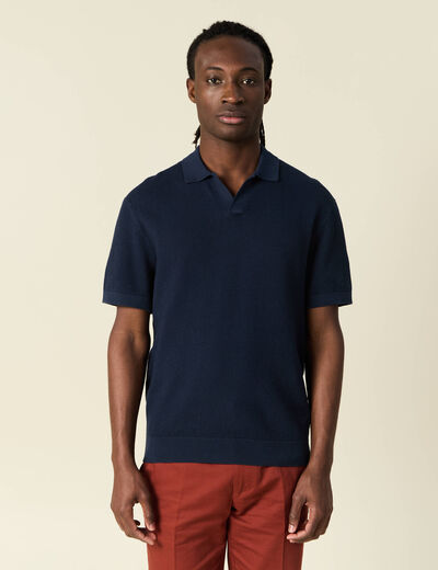 Polo manches courtes bleu marine homme