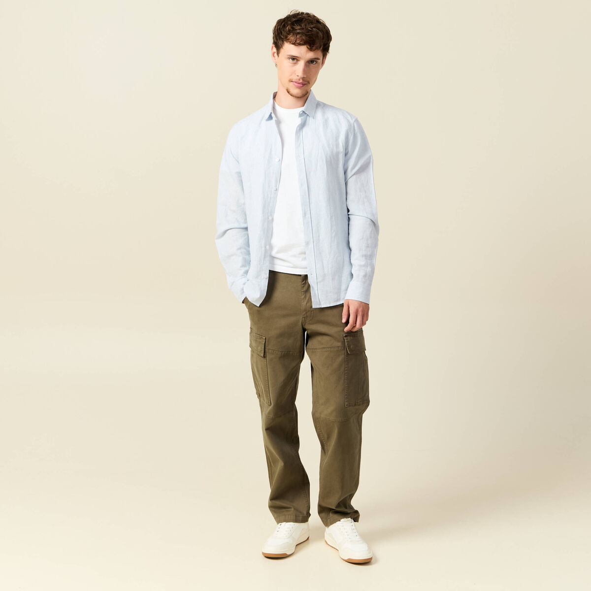 Cargo battle longueur 32 vert kaki homme