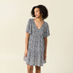 Robe évasée manches courtes bleu femme