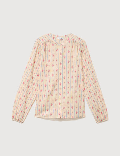 Chemise ample en coton manches longues blanc femme