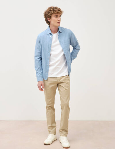 Pantalon chino slim beige homme