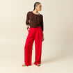 Pantalon large taille standard rouge femme