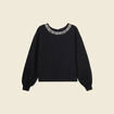 Sweat manches longues perles noir femme