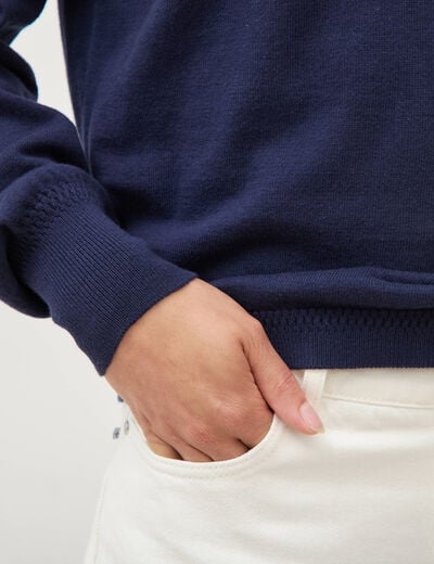 Pull manches longues bleu marine femme