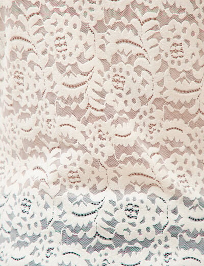 Blouse droite col bateau dentelle ivoire femme