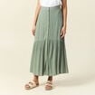 Jupe longue évasée vert kaki femme