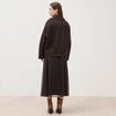 Manteau oversize court col tailleur marron fonc&eacute; femme